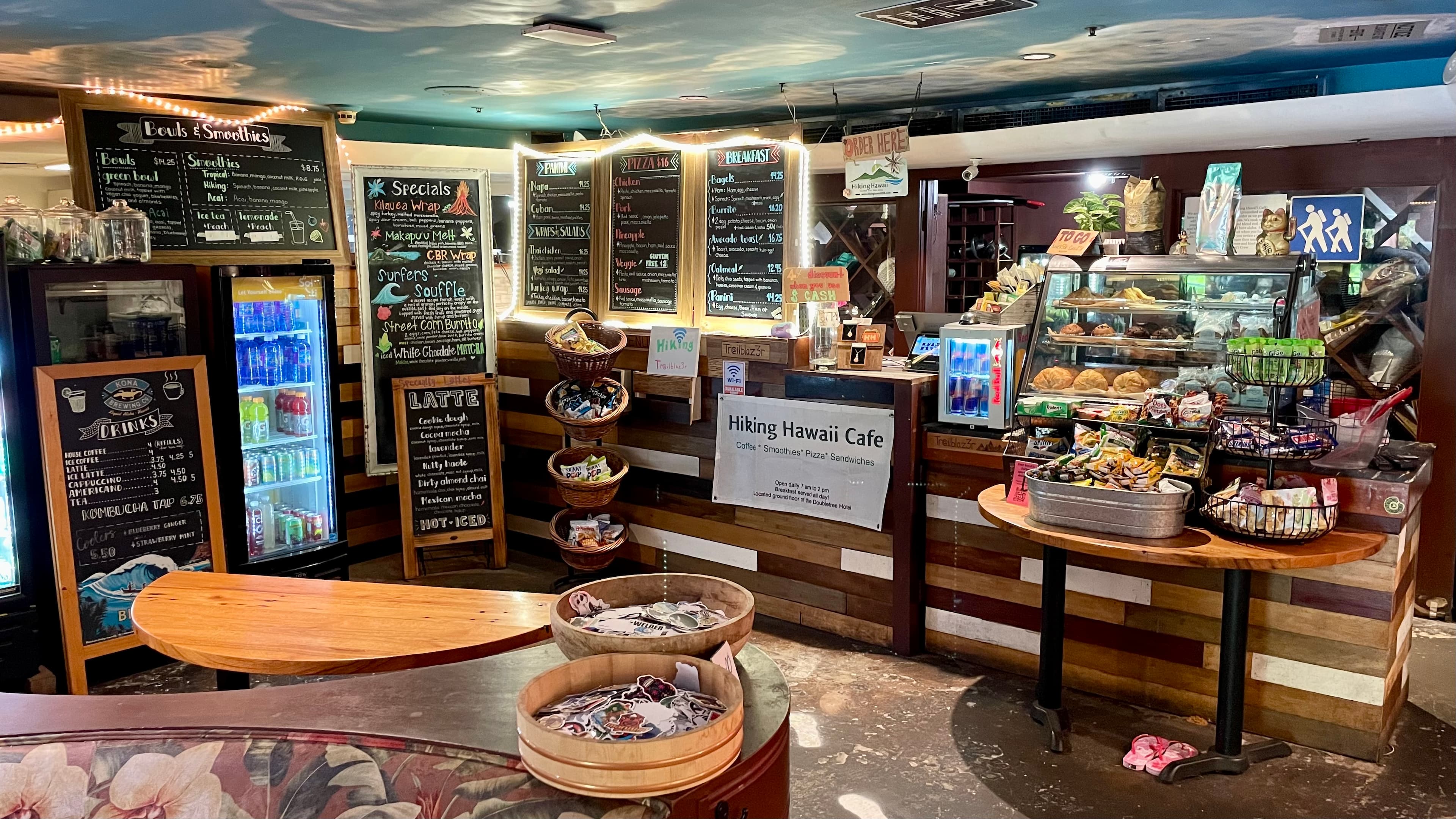 Hiking Hawaii Cafe counter menu boards